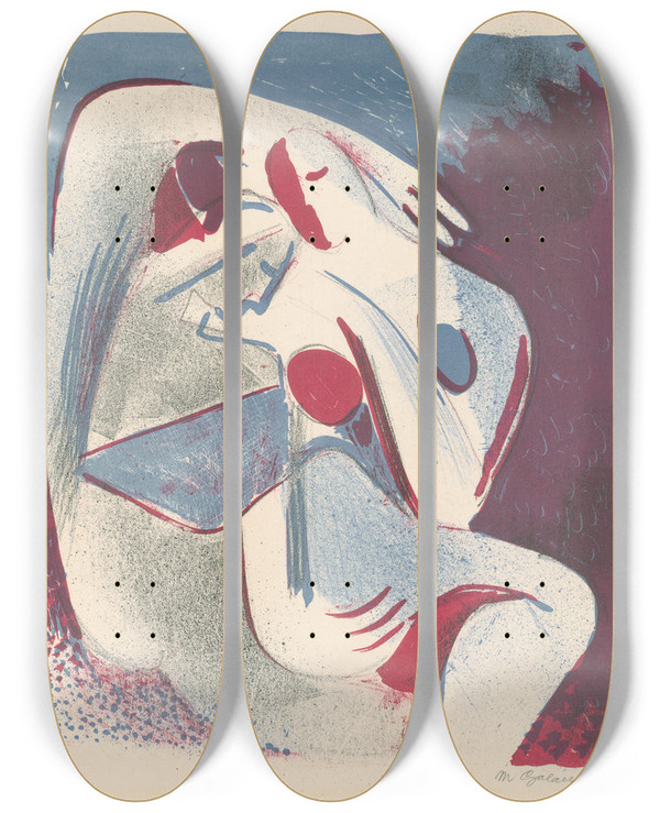 Triptych art skateboard deck of Mikul Galanda Milenci_4 by Mikulas Galanda (1895-1938)