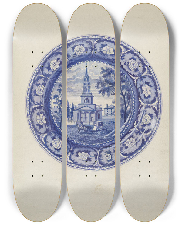 Triptych art skateboard deck of Florian Rokita Plate by Florian Rokita