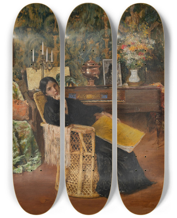 Triptych art skateboard deck of William Merritt Chase In The Studio by William Merritt Chase (1849-1916)