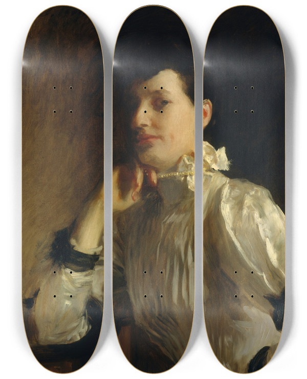Triptych art skateboard deck of John Singer Sargent Mrs Henry Galbraith Ward by John Singer Sargent (1856-1925)