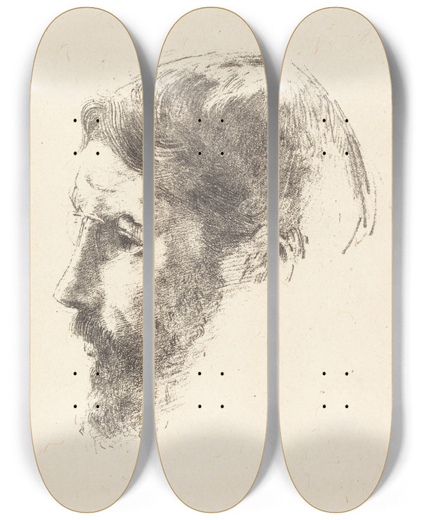 Triptych art skateboard deck of Odilon Redon Pierre Bonnard by Odilon Redon (1840-1916)