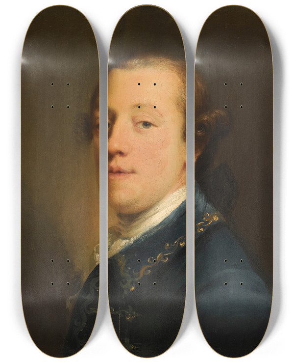 Triptych art skateboard deck of John Astley Portrait Of A Gentleman by John Astley (1724-1787)