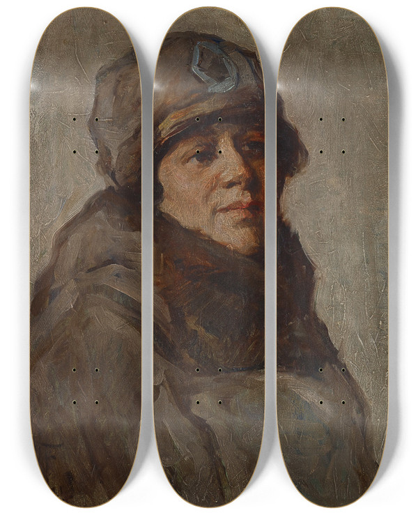 Triptych art skateboard deck of William J Forsyth Myra Reynolds Richards by William J Forsyth (1854-1935)