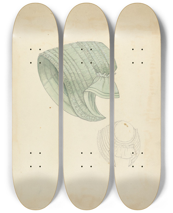 Triptych art skateboard deck of Dorothy Gernon Bonnet_1 by Dorothy Gernon