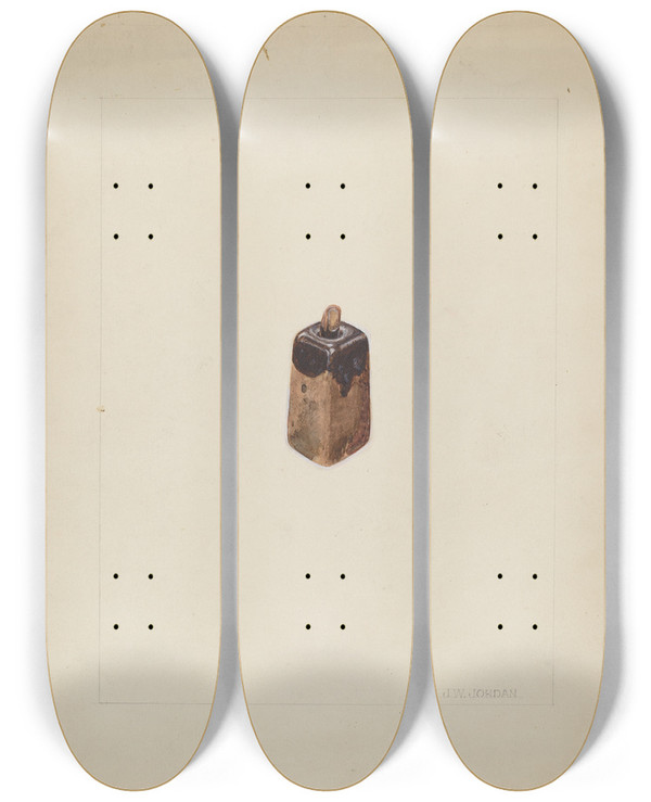 Triptych art skateboard deck of John Jordan Ink Bottle by John Jordan