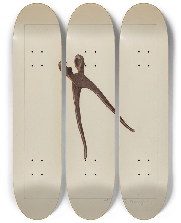 Triptych art skateboard deck of Manuel G Runyan Bullet Mold_1 by Manuel G Runyan