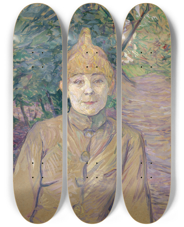Triptych art skateboard deck of Henri De Toulouselautrec The Streetwalker by Henri de Toulouse-Lautrec (1864-1901)
