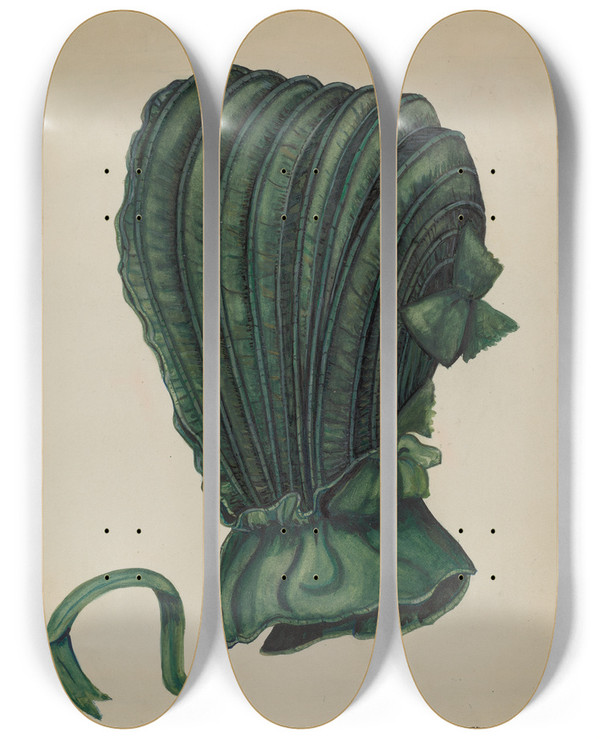 Triptych art skateboard deck of Edna C Rex Calash by Edna C Rex (1893-1972)