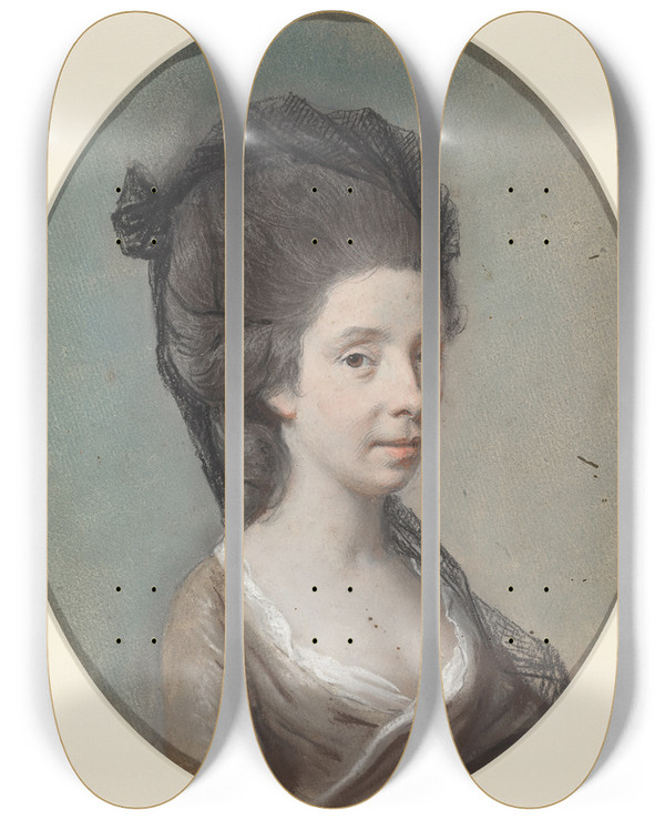 Triptych art skateboard deck of Hugh Douglas Hamilton Mary Fox by Hugh Douglas Hamilton (1739-1808)