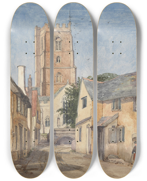 Triptych art skateboard deck of Rev James Bulwer One From A Volume Of Drawings And Prints_69 by Rev James Bulwer (1794-1879)