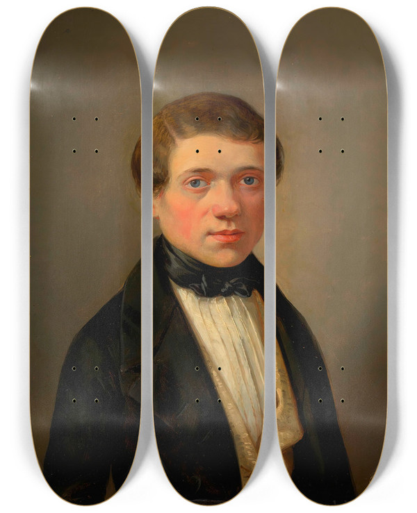 Triptych art skateboard deck of Eduard Ritter Von Engerth Selbstbildnis Eduard Von Engerth by Eduard Ritter Von Engerth (1818-1897)