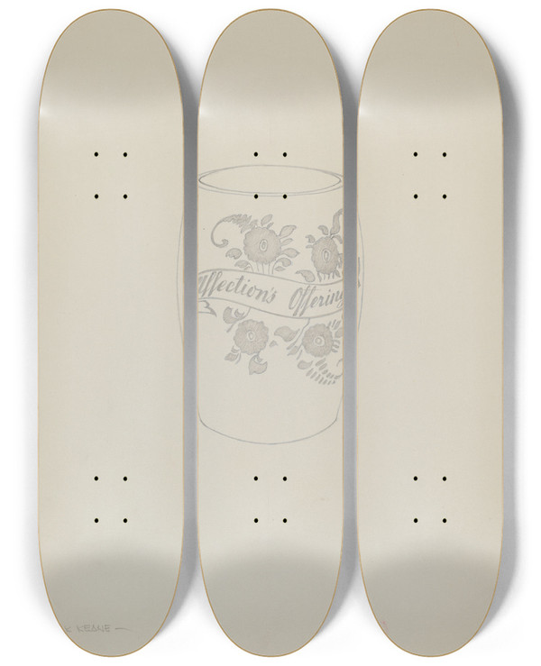 Triptych art skateboard deck of Frank M Keane American Bohemian Glass Mug_1 by Frank M Keane