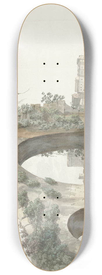 Abraham-Louis-Rodolphe Ducros - Gezicht op aquaduct en de stad Tarente 8.25 inch art skate deck