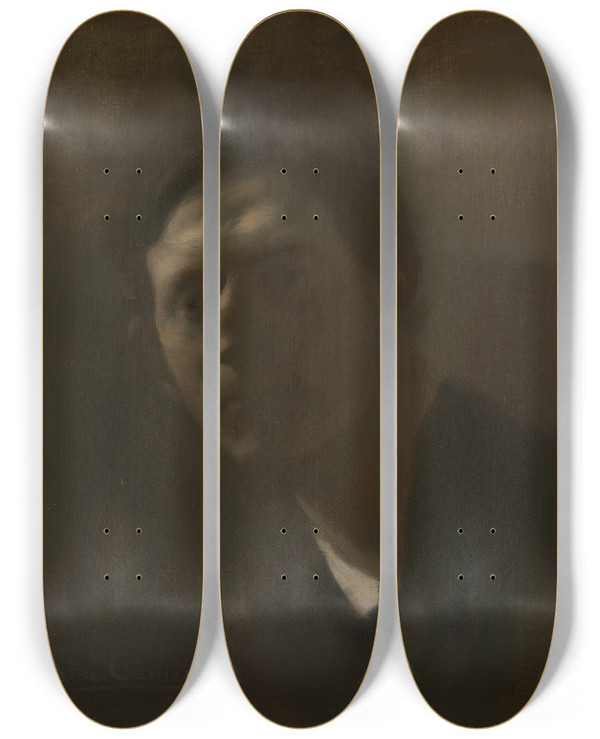Triptych art skateboard deck of Eugne Carriere Armand Berton by Eugene Carriere (1849-1906)