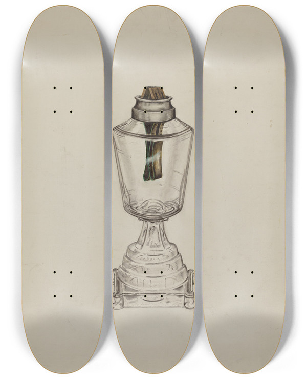 Triptych art skateboard deck of Richard Taylor Lamp by Richard Taylor