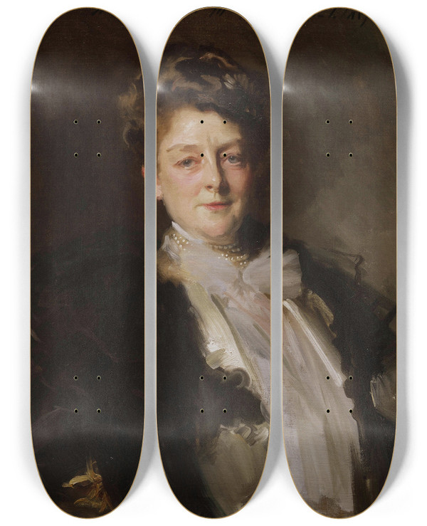 Triptych art skateboard deck of John Singer Sargent Portrait Of Mrs J William White by John Singer Sargent (1856-1925)