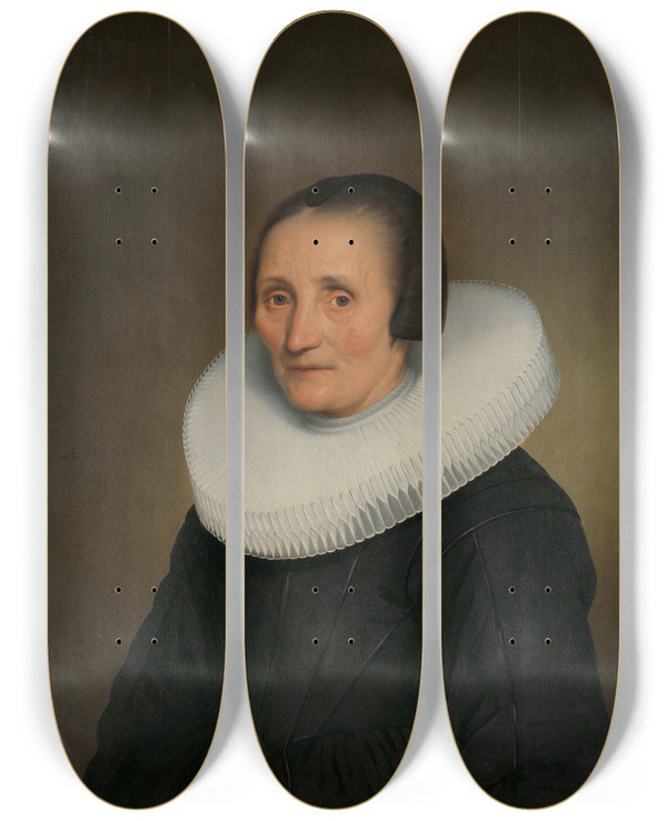 Triptych art skateboard deck of Jacob Gerritsz Cuyp Portrait Of Margaretha De Geer 15851672 by Jacob Gerritsz Cuyp (1594-1652)