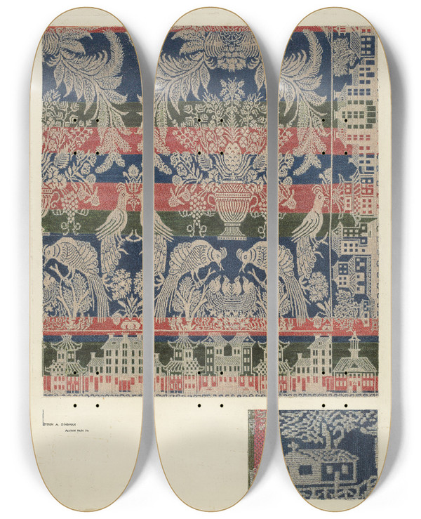 Triptych art skateboard deck of Byron Dingman Coverlet Boston Town_2 by Byron Dingman