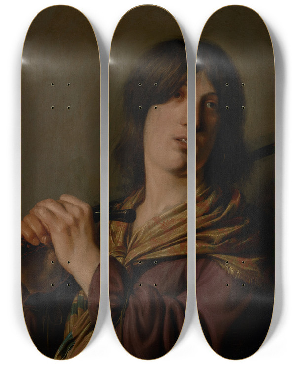 Triptych art skateboard deck of Salomon De Bray David With His Sword by Salomon de Bray (1597-1664)