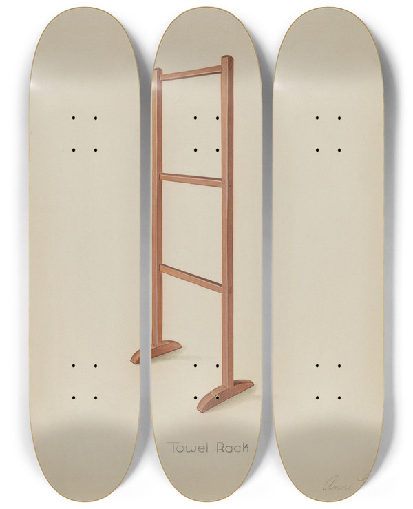 Triptych art skateboard deck of Anne Ger Shaker Towel Rack by Anne Ger