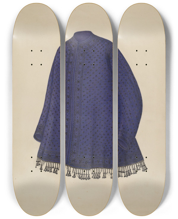 Triptych art skateboard deck of Dorothea Mierisch Womans Coat by Dorothea Mierisch