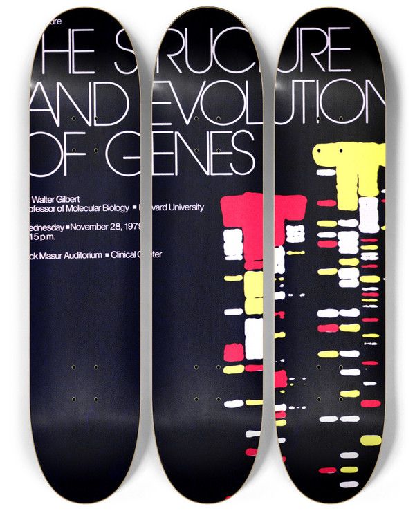 Triptych art skateboard deck of National Institutes Of Health The Structure And Evolution Of Genes by National Institutes Of Health (1887)
