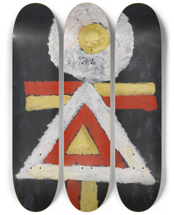Triptych art skateboard deck of Marsden Hartley Geometric Figure by Marsden Hartley (1877-1943)