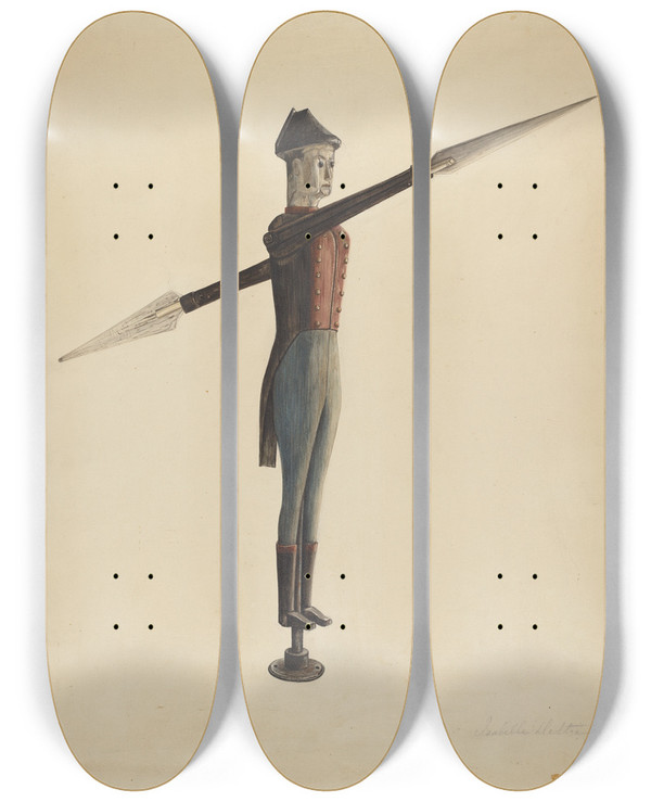 Triptych art skateboard deck of Isabelle De Strange Whirligig by Isabelle De Strange