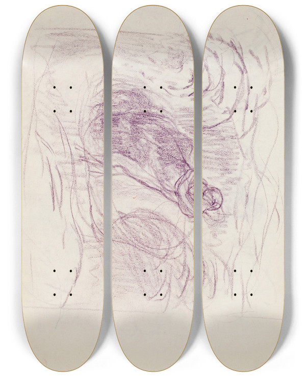 Triptych art skateboard deck of Magnus Enckell Hahmo Luonnos by Magnus Enckell (1870-1925)