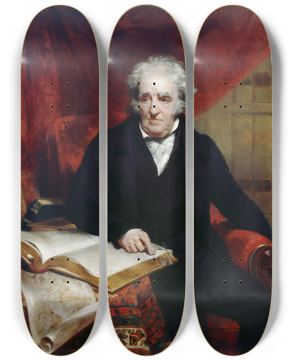 Triptych art skateboard deck of John Wood Thomas Stothard by John Wood (1801-1870)