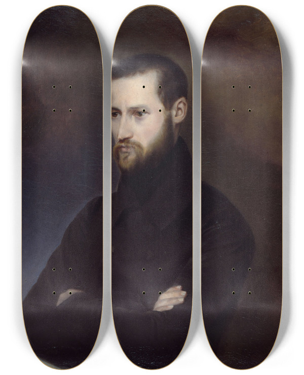 Triptych art skateboard deck of Amliesuzanne Serre Portrait Dauguste Blanqui 18051881 Homme Politique by Amlie-Suzanne Serre (1814-1841)