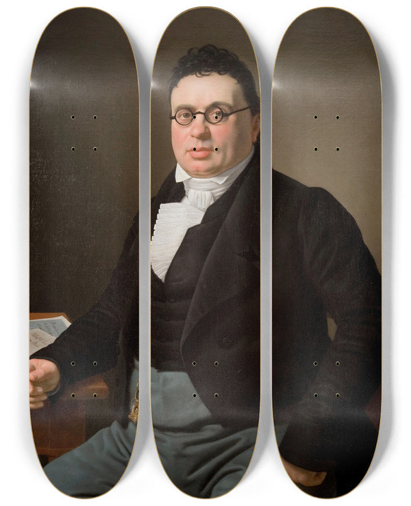 Triptych art skateboard deck of Christoffer Wilhelm Eckersberg Portrait Of The Merchant Joseph Raphael by Christoffer Wilhelm Eckersberg (1783-1853)