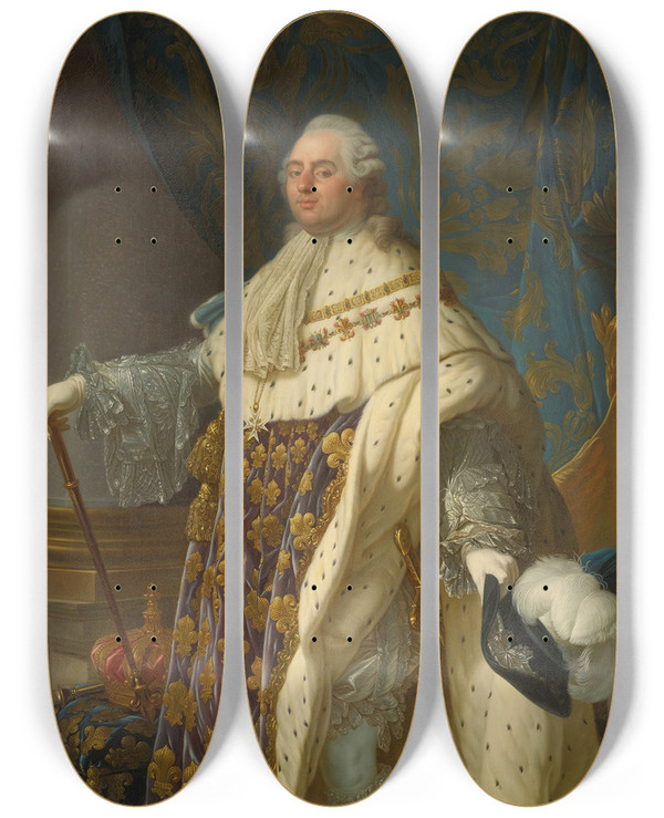 Triptych art skateboard deck of Antoinefranois Callet Portrait Of Louis Xvi Of France In Coronation Robes by Antoine-Franois Callet (1741-1823)