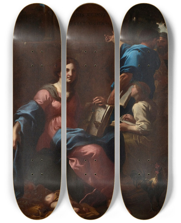 Triptych art skateboard deck of French School Allgorie De La Rgence Danne Dautriche by French School (16-19-)