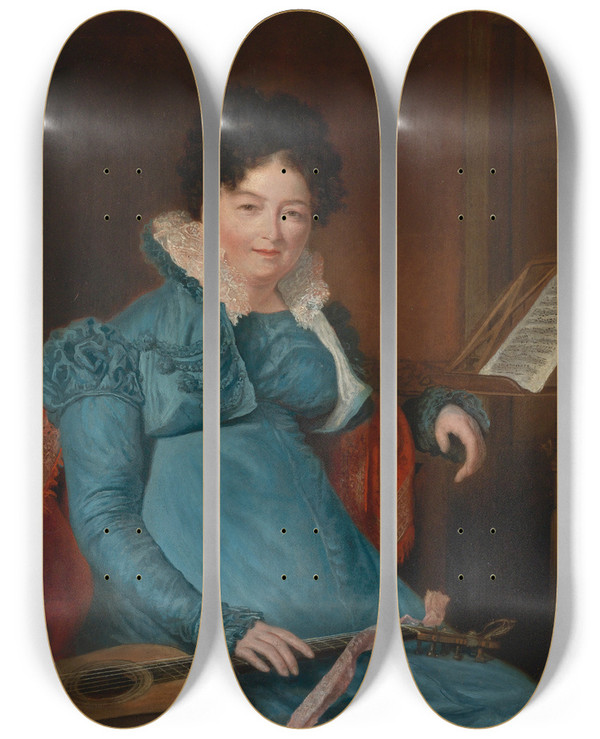 Triptych art skateboard deck of Jacqueslaurent Agasse Portrait Ofmrs Edward Scheener by Jacques Laurent Agasse (1767-1849)