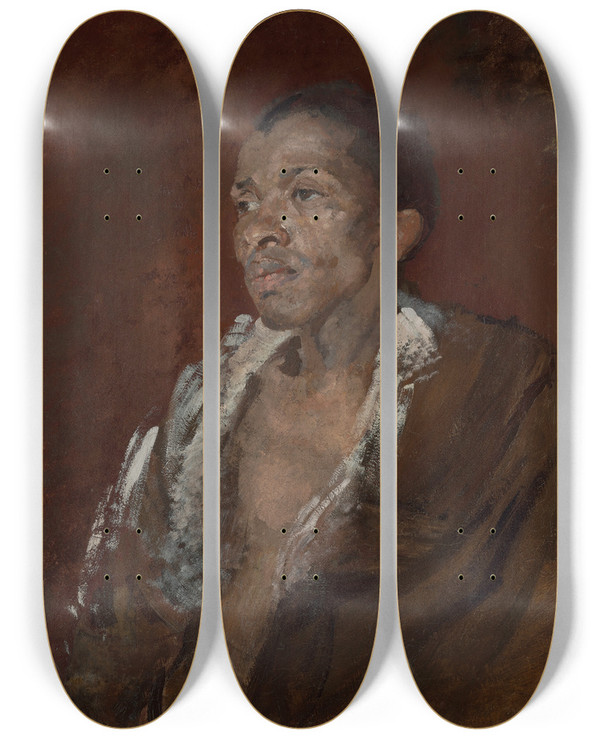 Triptych art skateboard deck of Harold Gilman Portrait Of A Man_2 by Harold Gilman (1876-1919)