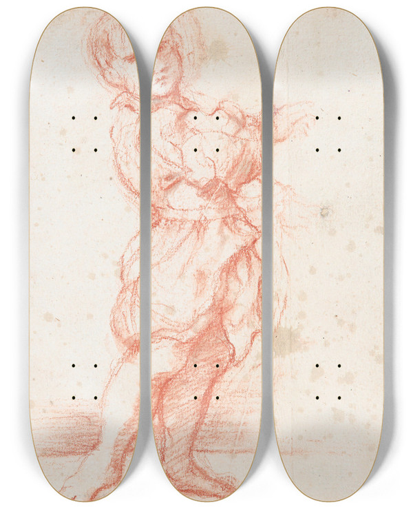 Triptych art skateboard deck of Bartolomeo Schedoni Fulllength Figure Of A Standing Boy by Bartolomeo Schedoni (1578-1615)