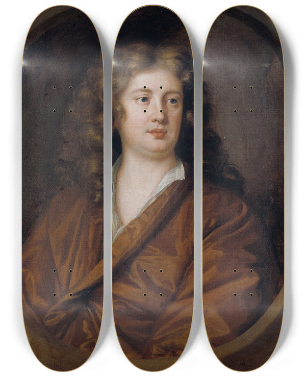 Triptych art skateboard deck of Mary Beale Portrait Of A Youth by Mary Beale (1633-1699)