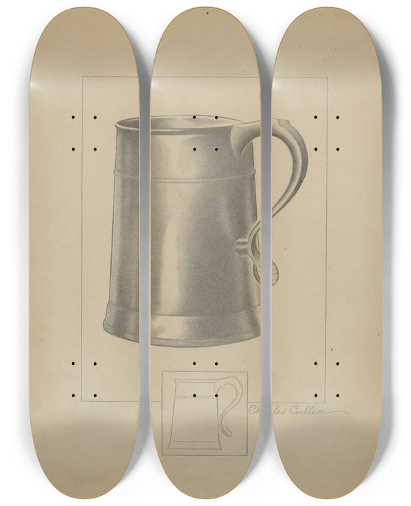Triptych art skateboard deck of Charles Cullen Pewter Mug_3 by Charles Cullen (20-)