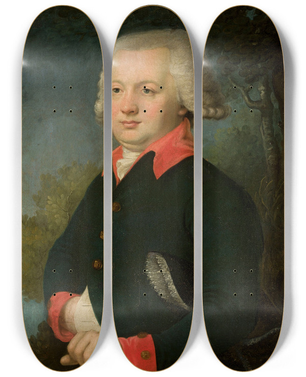 Triptych art skateboard deck of Vladimir Borovikovsky Portrait Of A Young Man by Vladimir Borovikovsky (1757-1825)