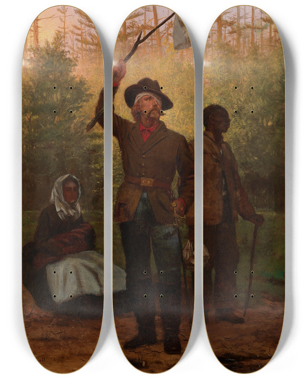 Triptych art skateboard deck of Julian Scott Surrender Of A Confederate Soldier by Julian Scott (1846-1901)