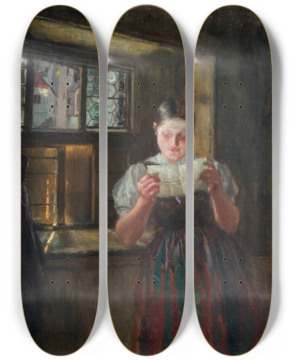 Triptych art skateboard deck of Albin Egger Lienz Von Ihm by Albin Egger Lienz (1868-1926)