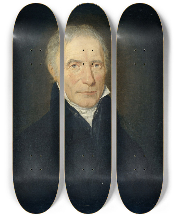 Triptych art skateboard deck of Jan Philip Simon Portrait Of Heinrich Gottfried Theodor Crone Founder Of The Hgth Crone Company In Amsterdam by Jan Philip Simon (19-)