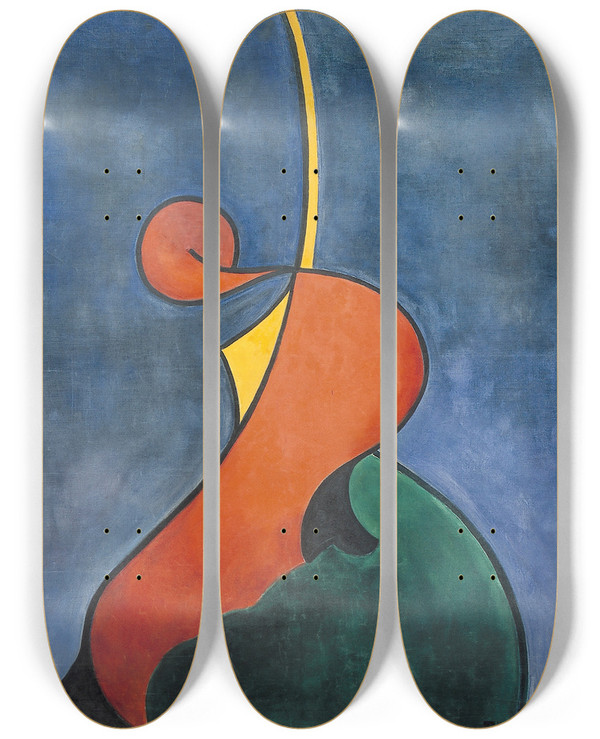 Triptych art skateboard deck of Theo Van Doesburg Mouvement Hroque by Theo Van Doesburg (1883-1931)