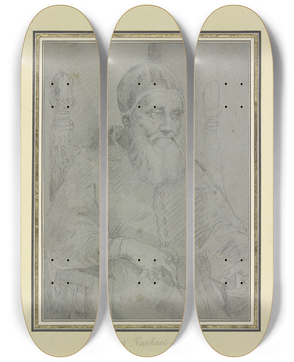 Triptych art skateboard deck of Taddeo Zuccari Bildnis Des Papstes Julius Ii by Taddeo Zuccari