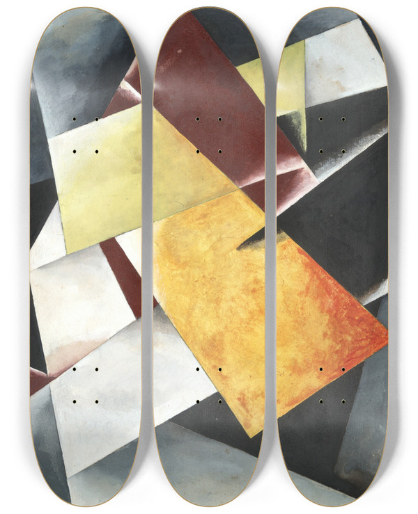 Triptych art skateboard deck of Lyubov Popova Painterlyarchitectonic_1 by Lyubov Popova (1889-1924)