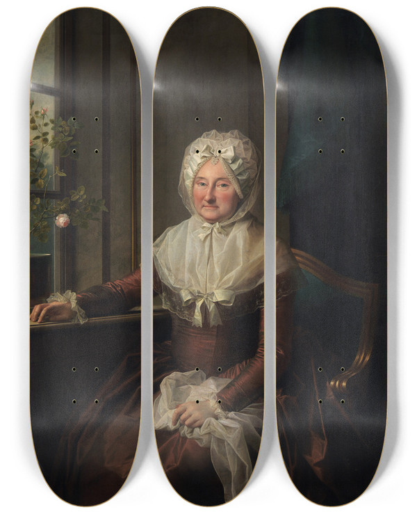 Triptych art skateboard deck of Jens Juel Countess Anna Joachima Danneskioldlaurvigen Ne Ahlefeldt by Jens Juel (1745-1802)