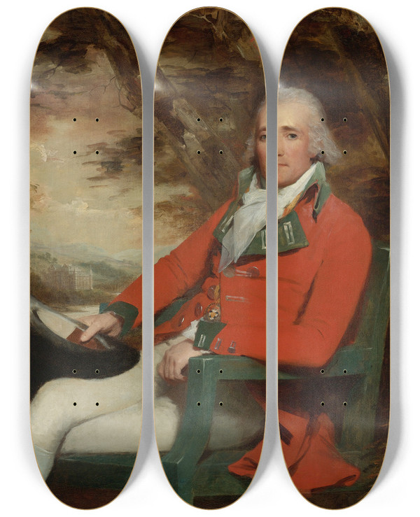 Triptych art skateboard deck of Sir Henry Raeburn Thomas Carmichael 5Th Earl Of Hyndford by Sir Henry Raeburn (1756-1823)