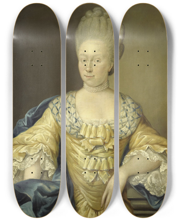 Triptych art skateboard deck of August Christian Hauck Adriana Johanna Van Heusden Wife Of Johan Arnold Zoutman by August Christian Hauck (1742-1801)