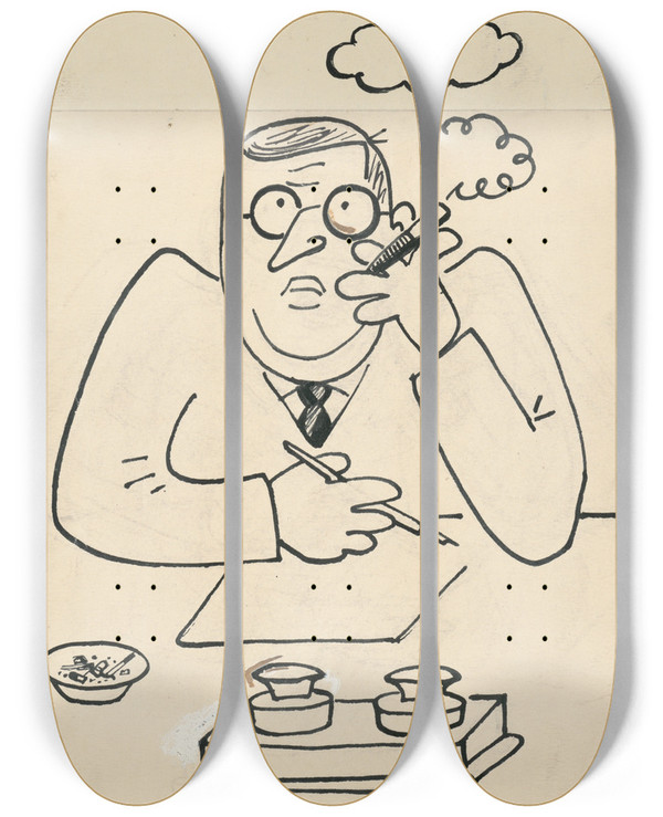 Triptych art skateboard deck of Josef Apek I Had A Dog And A Cat Pl 16 by Josef apek (1887-1945)